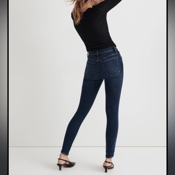 Madewell denim 10in high rise skinny dark rinse $130 jeans casual contemporary - Picture 3 of 9